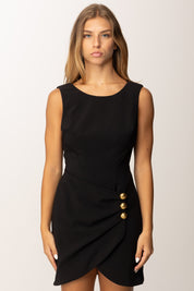 Elisabetta Franchi Mini Abito con Drappeggio e Bottoni Gioiello AB79856E2 NERO