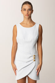 Elisabetta Franchi Mini Abito con Drappeggio e Bottoni Gioiello AB79856E2 STARLIGHT