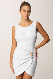 Elisabetta Franchi Mini Abito con Drappeggio e Bottoni Gioiello AB79856E2 STARLIGHT