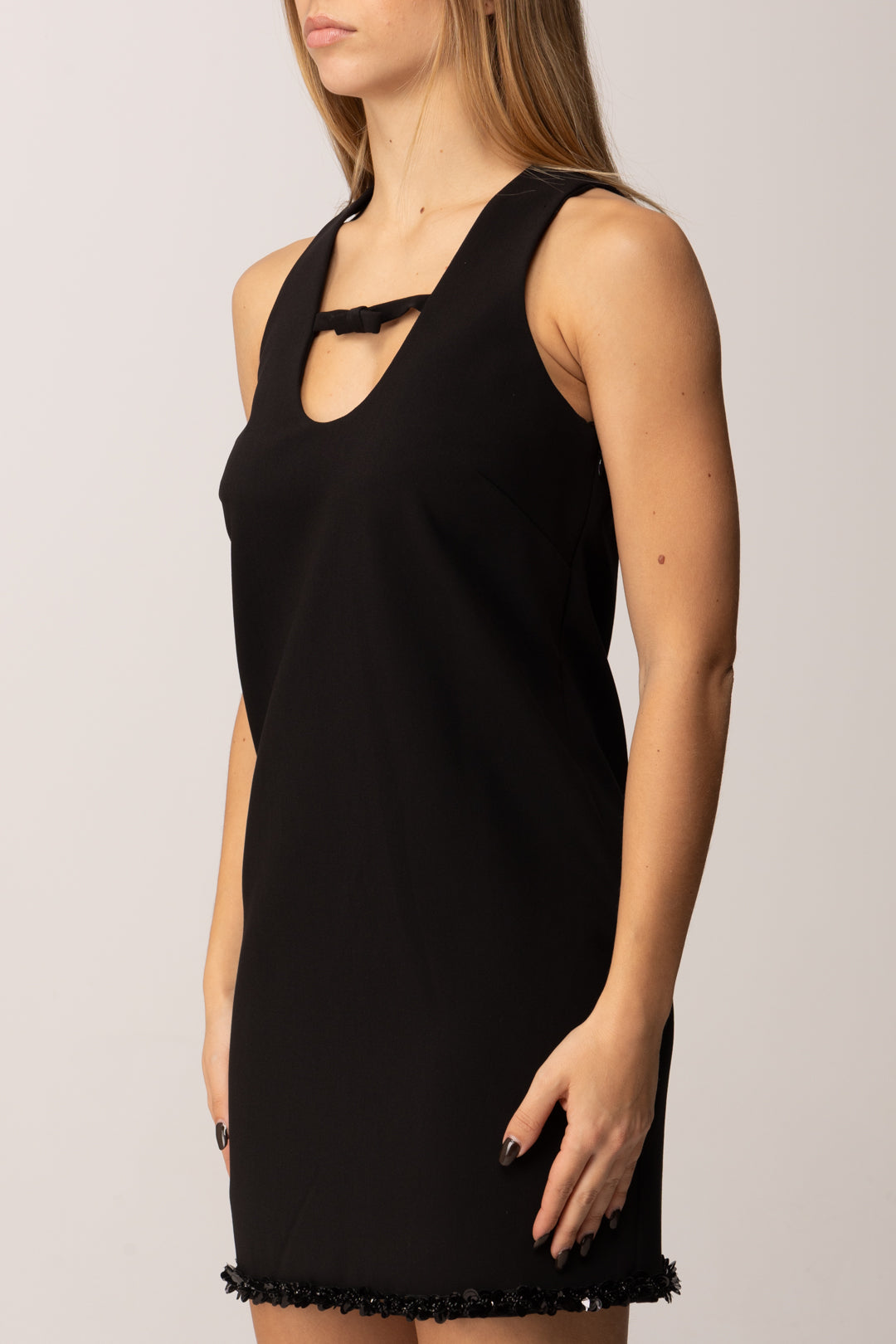 Twin-set Mini Abito con Fiocco e Orlo In Paillettes 252TT2231 NERO
