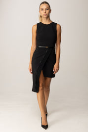 Elisabetta Franchi Mini Abito con Pannello e Cintura AB80156E2 NERO