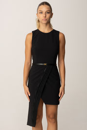 Elisabetta Franchi Mini Abito con Pannello e Cintura AB80156E2 NERO