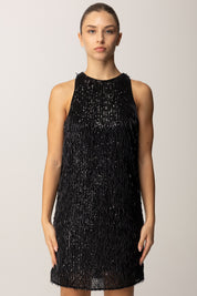 Twin-set Mini Abito con Ricamo Paillettes e Canottiglie 252TP2370 NERO