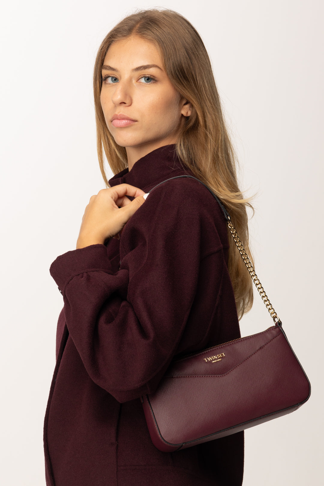 Twin-set Mini Bag con Catena Effetto Saffiano 252TB7033 WINETASTING