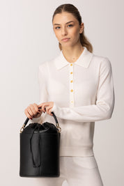 Manila Grace Mini Borsa a Secchiello con Coulisse B859EU NERO