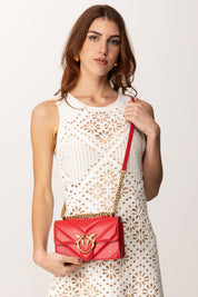 Pinko Mini Love Bag In Pelle 104550 A26Z ROSSO-ANTIQUE GOLD