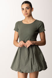 Khloefemme Mini abito con gonna a palloncino 52046 VERDE MILITARE