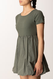 Khloefemme Mini abito con gonna a palloncino 52046 VERDE MILITARE