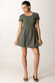Khloefemme Mini abito con gonna a palloncino 52046 VERDE MILITARE