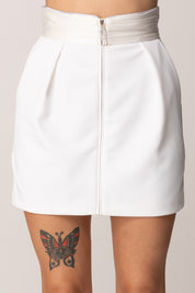 Elisabetta Franchi Minigonna Dettagli Smoking e Zip GO10556E2 AVORIO