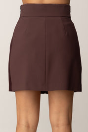 Elisabetta Franchi Minigonna Dettagli Smoking e Zip GO10556E2 MERLOT