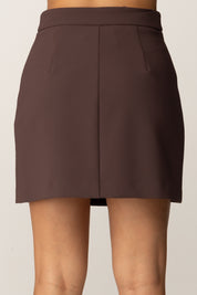 Elisabetta Franchi Minigonna In Doppio Crepe con Dettagli Zip GO13156E2 MERLOT