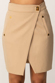 Elisabetta Franchi Minigonna In Gabardina Misto Lana GO12656E2 HONEY