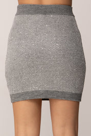 Elisabetta Franchi Minigonna In Maglia con Paillettes e Bottoni Gold GRIGIO MELANGE GK23T57E2