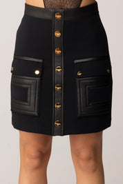 Elisabetta Franchi Minigonna con Maxi Logo Cc Embossed NERO GO12057E2