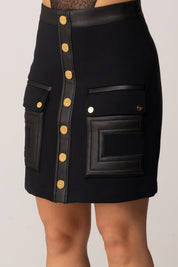 Elisabetta Franchi Minigonna con Maxi Logo Cc Embossed NERO GO12057E2