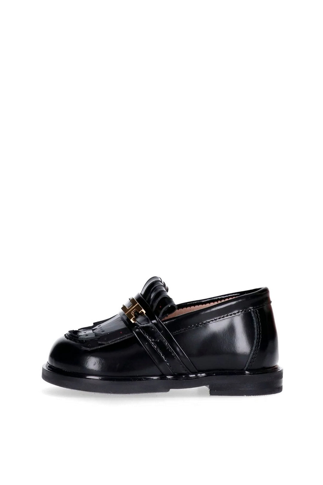 Elisabetta Franchi La mia Bambina Mocassini In Vernice con Logo e Dettagli Smerlati F1A4-E0372-0406930-BLACK