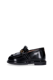 Elisabetta Franchi La mia Bambina Mocassini In Vernice con Logo e Dettagli Smerlati F1A4-E0372-0406930-BLACK