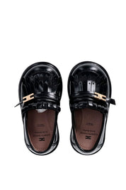 Elisabetta Franchi La mia Bambina Mocassini In Vernice con Logo e Dettagli Smerlati F1A4-E0372-0406930-BLACK