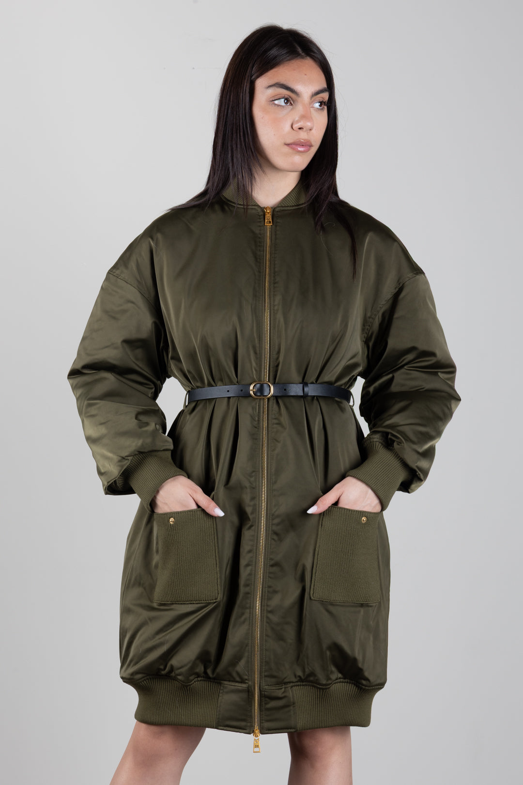 Doudoune longue oversize avec ceinture