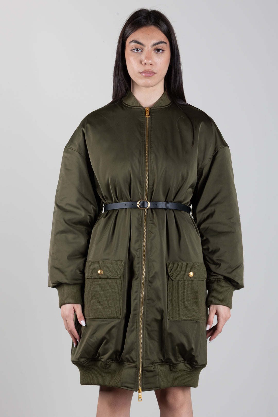 Doudoune longue oversize avec ceinture