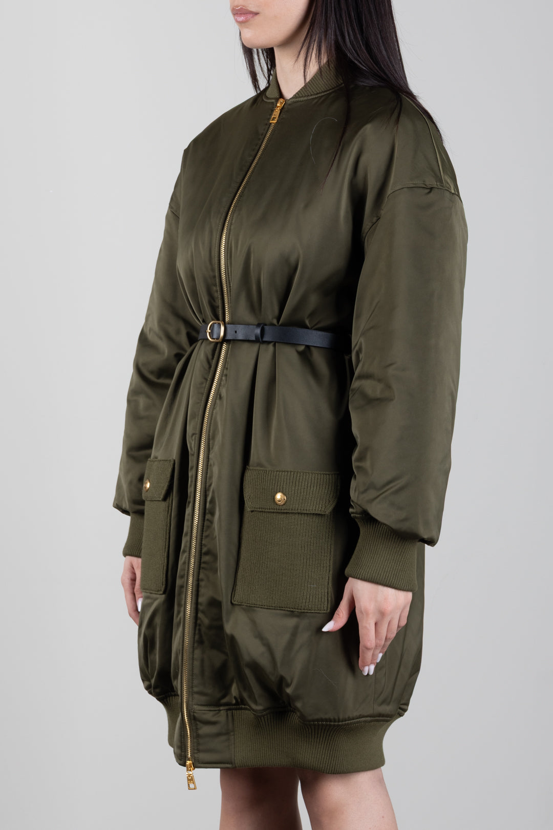 Doudoune longue oversize avec ceinture