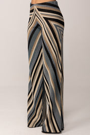 Akep Pantalone In Maglia con Righe Diagonali e Lurex AZZURRO PTKD11010