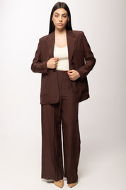 Hanita Pantalone Palazzo Fluido a Vita Alta H.P1639.4572 EBANO