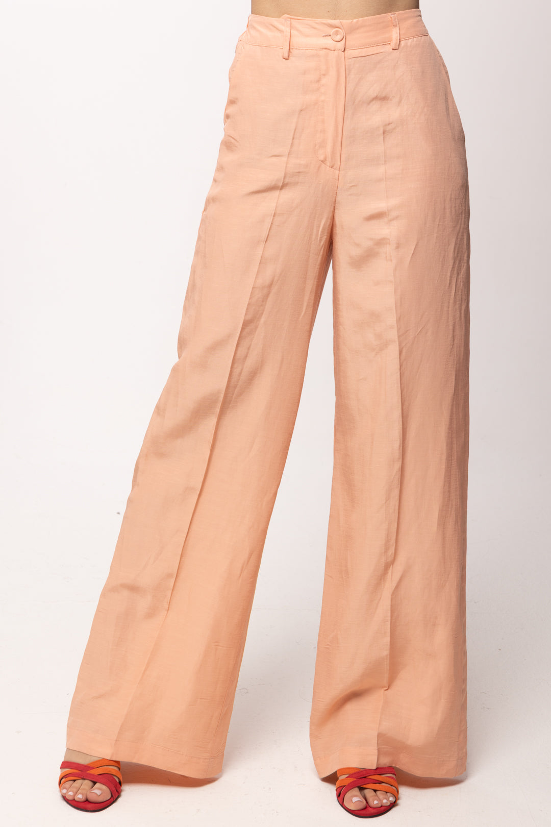 Hanita Pantalone Palazzo Fluido a Vita Alta H.P1639.4572 ROSA TRAMONTO