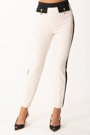 Elisabetta Franchi Pantaloni Bicolor con Charms PAT0156E2 MILK/NERO