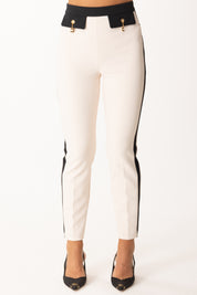 Elisabetta Franchi Pantaloni Bicolor con Charms PAT0156E2 MILK/NERO
