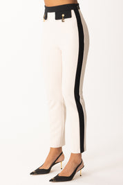 Elisabetta Franchi Pantaloni Bicolor con Charms PAT0156E2 MILK/NERO