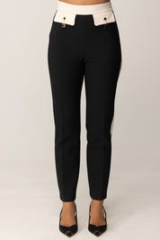 Elisabetta Franchi Pantaloni Bicolor con Charms PAT0156E2 NERO/MILK