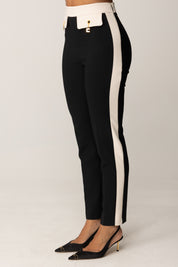 Elisabetta Franchi Pantaloni Bicolor con Charms PAT0156E2 NERO/MILK