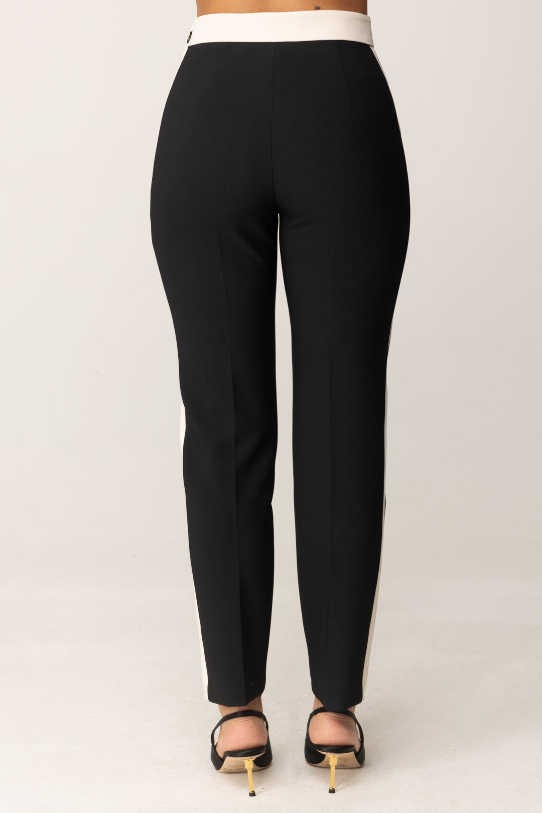 Elisabetta Franchi Pantaloni Bicolor con Charms PAT0156E2 NERO/MILK