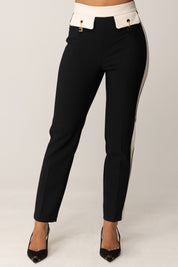 Elisabetta Franchi Pantaloni Bicolor con Charms PAT0156E2 NERO/MILK