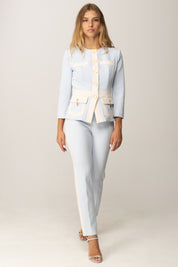 Elisabetta Franchi Pantaloni Bicolor con Charms PAT0156E2 STARLIGHT/MILK