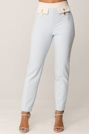 Elisabetta Franchi Pantaloni Bicolor con Charms PAT0156E2 STARLIGHT/MILK