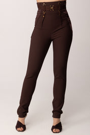 Elisabetta Franchi Pantaloni Bustier con Inserti In Raso PA18062E2 CACAO