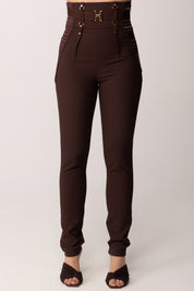 Elisabetta Franchi Pantaloni Bustier con Inserti In Raso PA18062E2 CACAO