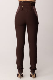 Elisabetta Franchi Pantaloni Bustier con Inserti In Raso PA18062E2 CACAO