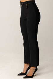 Elisabetta Franchi Pantaloni Doppio Crepe con Zip In Vita PA10856E2 NERO