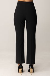 Elisabetta Franchi Pantaloni Doppio Crepe con Zip In Vita PA10856E2 NERO