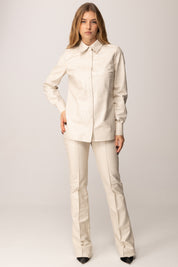 Elisabetta Franchi Pantaloni Effetto Pelle Stampa Cocco PA14258E2 MILK