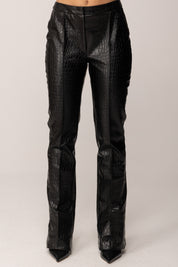 Elisabetta Franchi Pantaloni Effetto Pelle Stampa Cocco PA14258E2 NERO