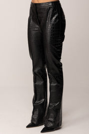 Elisabetta Franchi Pantaloni Effetto Pelle Stampa Cocco PA14258E2 NERO