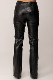 Elisabetta Franchi Pantaloni Effetto Pelle Stampa Cocco PA14258E2 NERO