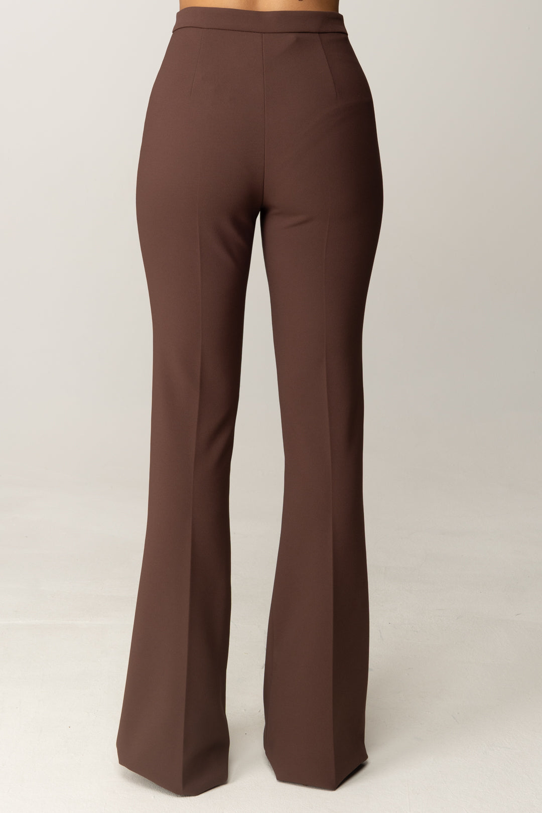 Elisabetta Franchi Pantaloni Flare In Doppio Crêpe con Zip PA12256E2 COFFEE