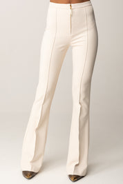 Elisabetta Franchi Pantaloni Flare In Doppio Crêpe con Zip PA12256E2 MILK