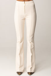 Elisabetta Franchi Pantaloni Flare In Doppio Crêpe con Zip PA12256E2 MILK